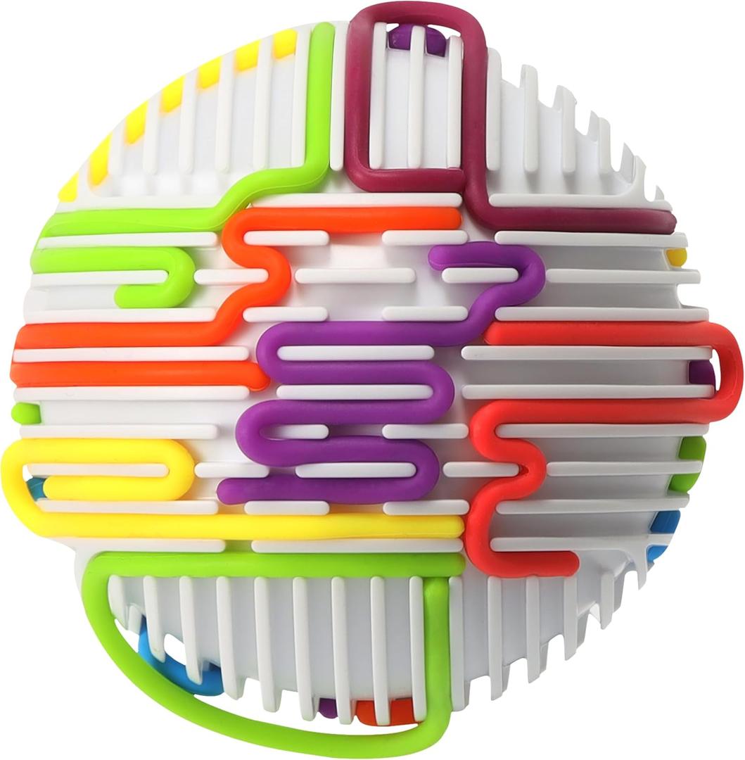 Sensory Activity Board Upgraded- 3D Sensory Activity Ball,Stress Relief Toy,Silicone Fidget Toy for Stress Relief,Anxiety,Autism,ADHD,Kids 3+ & Adults,with Travel Storage Bag & 16 Strings(Matte White)