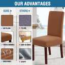 H.VERSAILTEX 100% Waterproof Dining Chair Covers Stretch Chair Covers for Dining Room Set of 6 Parson Chair Slipcovers Chair Protectors Covers Dining, Soft Thick Solid Fleece Fabric Washable, Camel