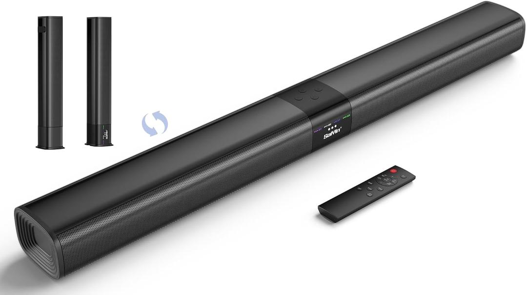Saiyin Sound Bar for Smart TV, 100W Soundbar with Crystal-Clear Vocals and Bluetooth 5.3/TV-ARC/Optical/AUX Input, Center Channel Speaker Surround Sound System for TV/PC/Gaming/Projectors