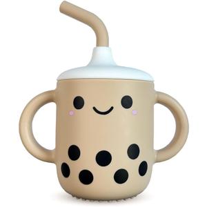 Barks & Babbles Boba Baby Silicone Training Sippy Cup (Beige)