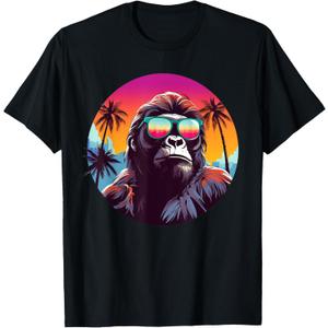 Aesthetic Gorilla I Retro Gorilla T-Shirt (Small, Black)