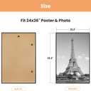 upsimples 24x36 Poster Frame Black 3 Pack, Scratch-Proof Picture Frames 24 x 36 for Photo Gallery - Slide-In Strips, Horizontal or Vertical Wall Mounting