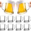 10Pcs Mini Beer Mug Shot Glasses,5 Oz Clear Shot Glasses Bulk with Handles, Heavy Base Freezable Beer Mug,Mini Mugs for Holidays, Parties, and Barbecues