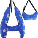 Car Travel Pillow, H-Shape Car Sleeping Soft Neck Pillow Head and Body Support Cushion for Car Seat Pillow with Headrest for Road Trips (Blue Astronaut)