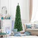 Pencil Christmas Tree with Memory Wire Branch Tips & Upgraded Metal Stand - 6 ft.