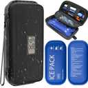 Insulin Cooler Travel Case TSA Approved Diabetic Medicine Cooling Bag with Digital Temperature Display, 2 Ice Pack (Black)