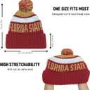 Beanie Knit Hat with Pom Winter Cuffed Cap Sport Fans Gift for Men Women (Red)