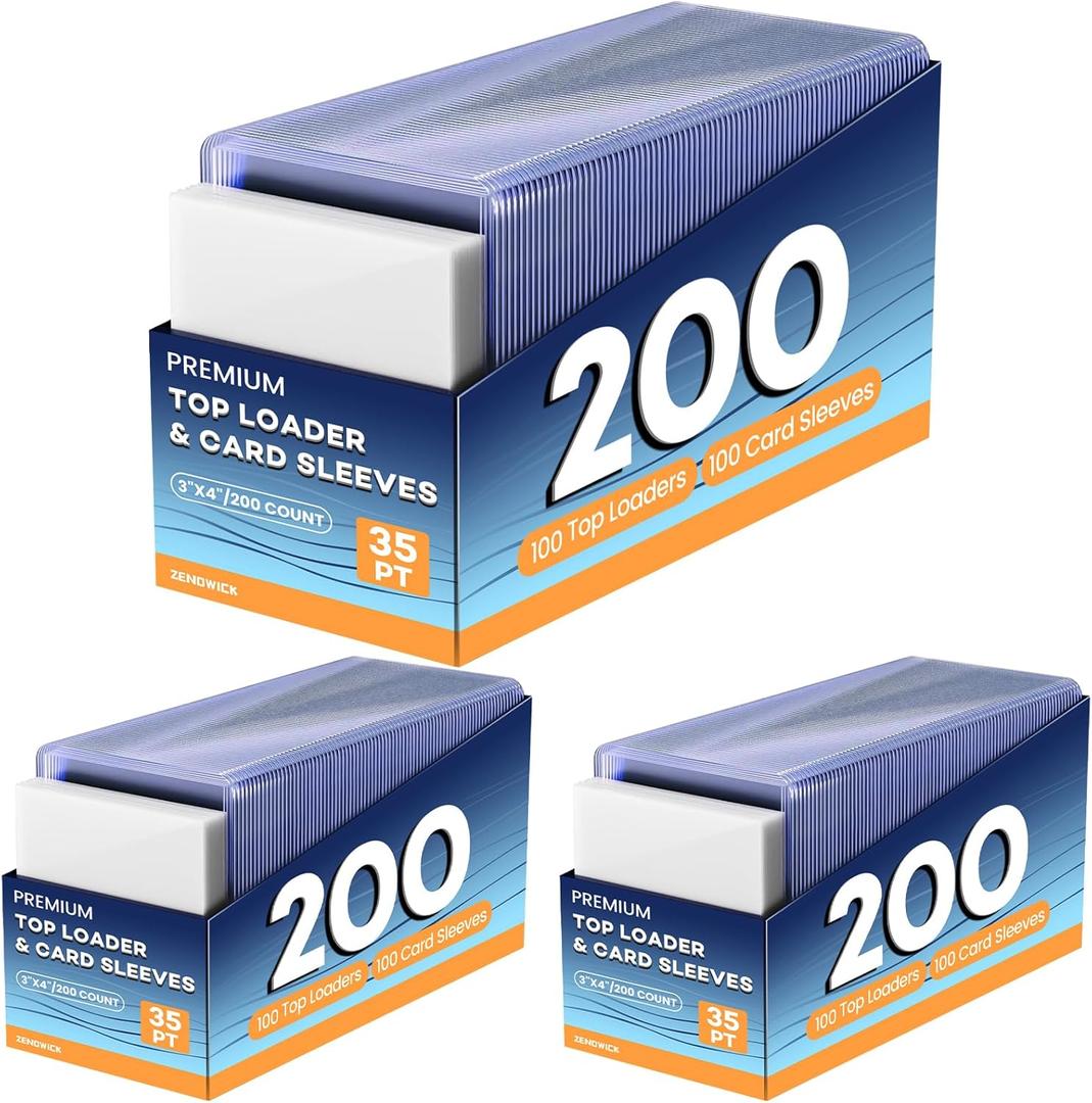 600 Card Sleeves Top Loaders for Cards, 3" x 4" Hard Plastic Toploaders, Baseball Card Protectors, Trading Card Holder for Football Sports Cards (300 Toploaders + 300 Penny Sleeves)