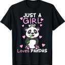 Just A Girl Who Loves Pandas Fun Cute Baby Panda Lover Gift T-Shirt. Size L