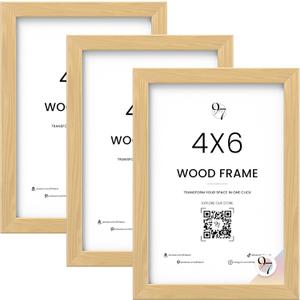 97 Decor Beige Wood Picture Frames 4x6-3 Pack Small 4x6 Wood Picture Frame Set, Natural Wooden Photo Frame 4 X6 With Plexiglass, Neutral 4x 6 Frames For Pictures Decorative Wall Hanging