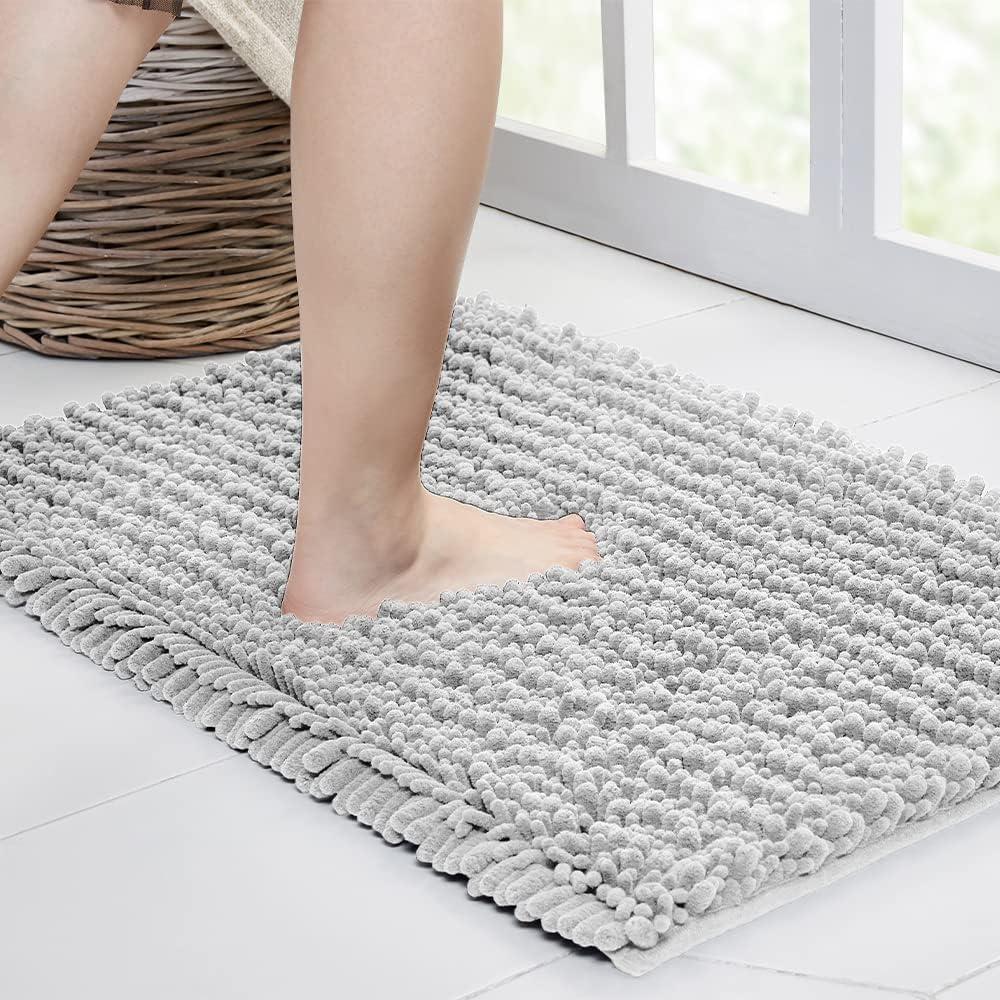 Walensee Bathroom Rug Non Slip Bath Mat (24x17 Inch Light Grey) Water Absorbent Super Soft Shaggy Chenille Machine Washable Dry Extra Thick Perfect Absorbant Best Small Plush Carpet for Shower Floor Walensee Bathroom Rug Non Slip Bath Mat (24x17 Inch Light Grey) Water Absorbent Super Soft Shaggy Chenille Machine Washable Dry Extra Thick Perfect Absorbant Best Small Plush Carpet for Shower Floor