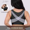 SHAPELLX Post Surgery Bras Front Closure Compression Bra Surgical Wirefree Mastectomy Bra with Adjustable Straps (Black, M)