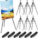 Nicpro Art Easel Stand for Sign - 6 Pack Black Aluminum Tripod Easels, Adjustable Height 17 to 66 inches, for Table-Top/Floor Painting, Display, Poster, Canvas | with Storage Bag