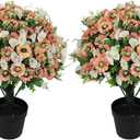 24" Artificial Flowers Topiary Ball Trees, Faux Outdoor Plants