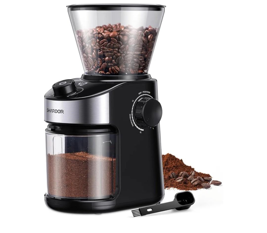 SHARDOR Burr Coffee Grinder Electric with 32 Grinding Sizes 4.0, Coffee Grinders for Home Use with 40 Seconds Adjustable Electronic Timer, Coffee Bean Grinder with Chamber Cleaning Button,Black