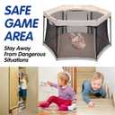 Baby Playpen 53x53 Inch, Indoor/Outdoor Portable Play Yard No Extra pad Required with Breathable Mesh Walls, Enclosed Safe Space for Babies, Quick Foldable Playpen for Home Travel Park (Khaki)