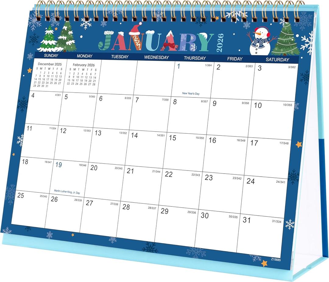2026 Desk Calendar - Desk Calendar from January 2026 - December 2026, 10" x 8.3" Calendar Desk, 12 Months Standing Flip 2026 Desktop Calendars - Theme Design