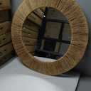 Chi An Home 24 Inch Natural Jute Mirror, Wall Mounted Round Mirror with Metal Frame, Wall Decor Rustic Farmhouse Boho Decor Accent for Bathroom, Bedroom, Living Room, or Entryway