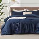 Bedsure Oversized Queen Comforter Set - Navy Soft Bedding for All Seasons, Cationic Dyed Bed Set, 3 Pieces, 1 Oversized Queen Size Comforter (98"x98") and 2 Pillow Shams (20"x26"+2")
