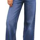 ELLEVEN Women's Low-Rise Baggy Jeans, High Stretchy Y2K Wide Leg Jeans Boyfriend Straight Leg Denim Pants (6, Dark Blue Denim)