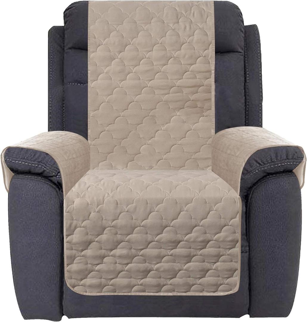 CHHKON Waterproof Nonslip Recliner Cover Stay in Place Dog Couch Chair Cover Furniture Protector Ideal Sofa Slipcovers for Pets and Kids (Beige, 23'')