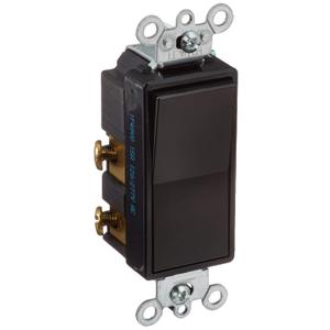 Leviton 15 Amp, 120/277 Volt, Decora Rocker 4-Way AC Quiet Switch, Residential Grade, Grounding, 5604-2E, Black