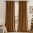 MIULEE Velvet Curtains 108 inches - Luxury Blackout Curtains for Bedroom Living Room Thermal Insulated Super Soft Window Drapes Rod Pocket & Back Tab, Gold Brown, W52 x L108 inches, 2 Panels