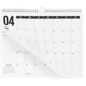 Makaplan Black & White Horizontal Coil Wall Calendar 2025-18 Month Calendar January 2025 to June 2026, 11x13.5 Inches Sleek Black & White Design with Spiral Twin-Wire Binding