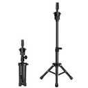 FUTAI Mini Adjustable Wig Stand Tripod Metal Holder for Mannequin Head Canvas Foam Head Hairdresser Practice Cosmetology Braiding Styling Salon Display