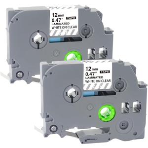 TZe-135 Compatible for Brother P Touch Label Maker Tape White on Clear 12mm 0.47 Inch Laminated TZ TZe Tape for Brother PTouch Label Maker TZ135 for PT-D210 PT-H100 PTD400AD PT-P700 PTD600