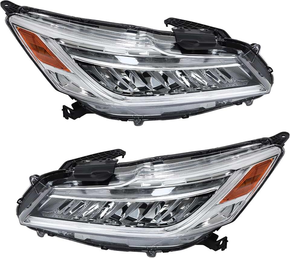 Driver Side and Passenger Side Headlights Assembly Replacement for Accord 2016 2017 Housing Chrome Lamp LH RH 2PCS 33100T2AA32 33150T2AA32