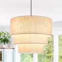 19.7" Linen Drum Pendant Light, Drum Light Chandelier Pendant Lights Kitchen Island Lighting, 3 Tier Large Farmhouse Pendant Hanging Light Dining Room Pendant Chandelier for Foyer Hallway