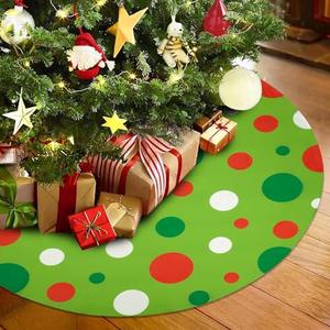 tetcuican Christmas Tree Skirt 48 Inch, Large Believe Christmas Decorations Tree Skirt, Red and Green Xmas Party Decorations Mat for Xmas New Year Festive Holiday Party Decorations Christmas Tree Skirt