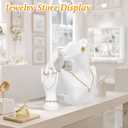 3 Pcs Jewelry Mannequin Display Set - White PVC Bust Holder with 2 Hand Displays for Necklace, Earring, Bracelet & Ring Showcase - Elegant Jewelry Display Mannequins for Boutique & Photography