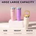 40 oz Insulated Stainless Steel Bottle with 2-in-1 Straw and Spout Lid, Water Bottle with Carry Handle Keep Cold 24H, Leak-Proof, Fits in Car Cup Holder, Travel, and Schooloff-White