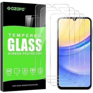 GOZOPO 4-Pack Screen Protector for Samsung Galaxy A15 5G/4G, Tempered Glass, 9H Hardness, Anti-Scratch, Bubble-Free, HD Clear
