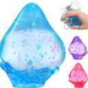 Glitter Water Drop Squishy,Malt Sugar Squishies Rain Drop,Stress Relief Fidget Squeeze Toy (Blue)