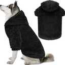 Fuzzy Dog Sweaters for Large Dogs Soft Double-Sided Plush Fleece Pet Sweater Clothes Pet Coats Dog Hoodie Sherpa Hooded Sweatshirt(Black-XXL)