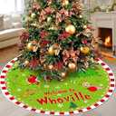 Christmas Tree Skirt Welcome to Whoville Greenchmas Collar 48 Inch Green Soft Farmhouse Xmas Holiday Decoration
