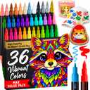 ARTISTRO 36 Acrylic Paint Markers - Paint Pens for Drawing, Brush + Fine Tips - For Fabric, Rock, Glass, Wood, DIY - Art & Craft Supplies for Adults, Teens, Kids - Teacher Appreciation Gift