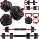 Adjustable Dumbbells, 10/25/35/55/70/90lbs Free Weight Set with Connector, 4 in1 Dumbbells Set Used as Barbell, Kettlebells, Push up Stand, Fitness Exercises for Home Gym Suitable Men/Women (45LBS(22.5LBS PAIR))