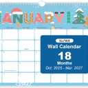 SUNEE Calendar 2026 18 Months Wall Calendar Oct. 2025 - Mar. 2027, 17"x12" Horizontal Hanging Calendar with Past Month and Next Month for Organizing & Planning, Cute