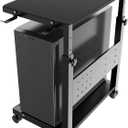 PUTORSEN Computer Tower Stand Cart - 2-Tier CPU Cart with 4 Casters, Rolling Holder with Pegboard & 2 Hooks, Height Adjustable from 20 7/16" to 30 1/4", for Office Home Gaming