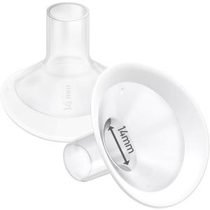 2pcs 14mm Soft Rim Flanges with 106 Degree Wider Opening Angle for Medela Breast Pump, PersonalFit, Freestyle, Maxflow, Freestyle Flex Swing Maxi Connector, Zoome Z1/ Z2, NCVI, Lansinoh Signature Pro