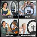 18" Foldable Ring Light with Stand for iPhone ipad Camera, 75" Tripod with Wheels 38W 6500K LED Display/Remote/2 USB Ports Large Big Ringlight Rolling for YouTube Facebook TikTok Live Video Recording