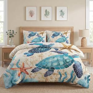 WeCozy Queen Comforter Set, 3 Pieces Blue Ocean Bedding SetWeCozy Queen Comforter Set, 3 Pieces Blue Ocean Bedding Set
Sea Turtle Animal Coral Shell Soft Comforter with 2 Pillowcases for Kids and Adults Room Bedroom Bed Decor
Sea Turtle Animal Coral Shell Soft Comforter with 2 Pillowcases for Kids and Adults Room Bedroom Bed Decor