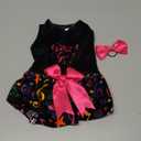 CuteBone Birthday Dog Dresses Velvet Holiday Small Dogs Clothes Onesie Pet Apparel Girl Puppy Skirt with Bow Hair Rope CVA50XS-D (Happy birthday song), Size XS