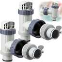 Gerrii 2 Pack Above Ground Pool Plunger Valve and Type B Hose Adapters Kit - Compatible with Intex Pool Replacement Parts, 1.25" to 1.5" Hose Adapter Shut Off Valve for Filter Pump Accessories