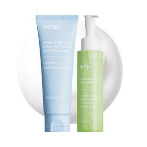 WNP Double Cleanser Duo for Facial Cleansing: Amino Acid Deep Clean Gel & Hyaluronic Acid Hydrating Face Wash for Gentle, Non-Stripping, Moisture-Locking Daily Cleanse