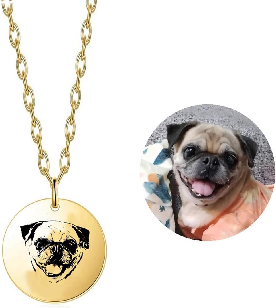 Personalized Pet Portrait Necklace, Custom Dog Photo Pendant, Personalized Memorial for Animal Lovers, Dog Mom, Dog Dad (Dog Pendant 02)